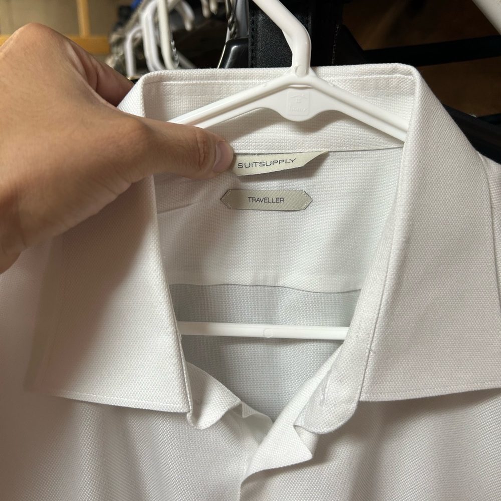SuitSupply pure white dress shirt - traveler - 17.5 slim